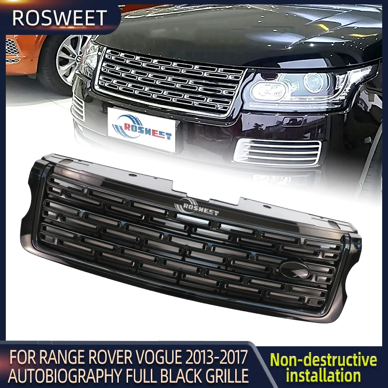 

Полностью Черная решетка радиатора для Land Rover Range Rover Vogue autobioграфия 2013-2017, решетка впускного капота переднего бампера автомобиля, сетка