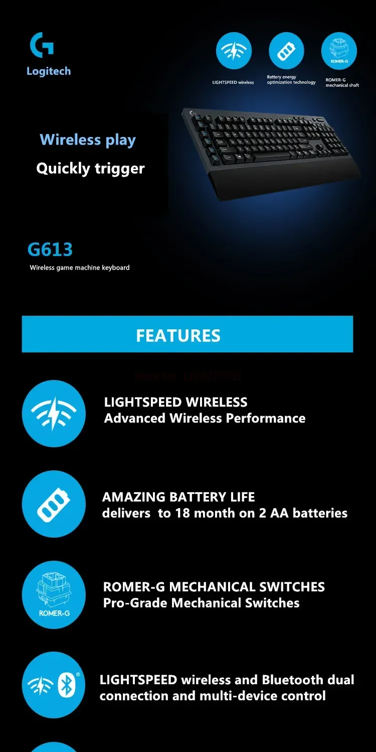 Logitech G613 Wireless Mechanical Keyboard Image 1