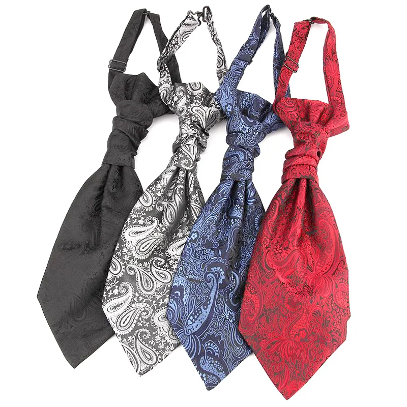 

1pc Men Jacquard Paisley Ascot Neck Tie Formal Wedding Business Party Knot Neckwear Bowtie Double Layer Arrow Polyester Necktie