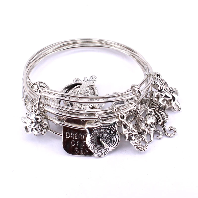 Bangle Bracelet Set 5pcs Women Girls Marine Life Charm