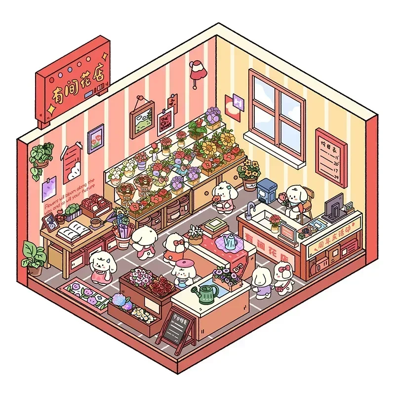 Baby 3D Cartoon Miniature Landscape Scene Stickers Korean DIY PET Sticker Stationery Decompression Scrapbooking for Students