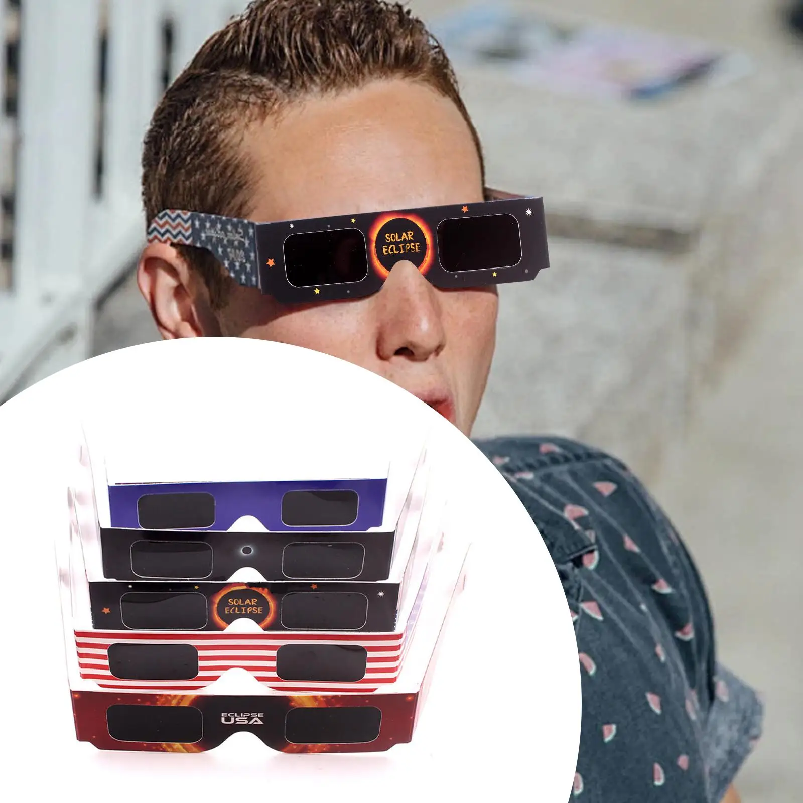 

5 Pieces Solar Glasses 2024 Astronomy for Direct Sun Viewing Durable Comfortable Shades Viewing Glasses Paper Glasses