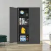 Tool cabinet Metal Storage Cabinet with Locking Doors and 3 Adjustable Shelves 53.5-Inch Lockable Storage Cabinets Black 6