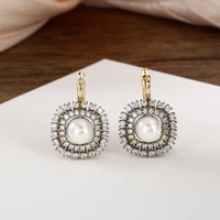 Ensemble de boucles d'oreilles et bague vintage en zircon incrusté de luxe pour femmes, plaqué cuivre or 14 carats, bijoux de mode, cadeau pour mariage ou fête 6