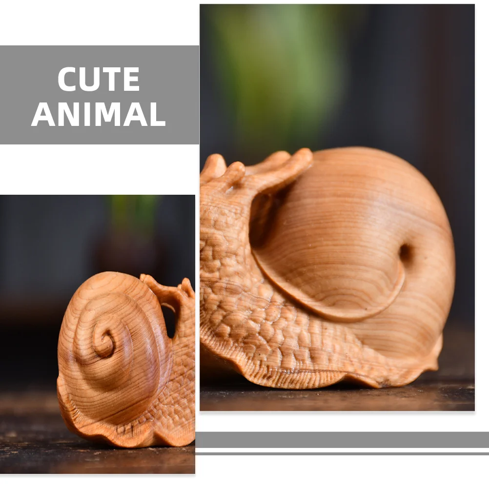 Wooden Decoration Statue Figure for Display Collectors Cute Figurine Solid Wood Snail nament Adorable