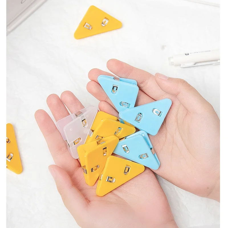 Paper clips binder clips metal clamp clips 5pcs Mini Color Corner Clips Set Transparent & Solid Colorful Page Holder Paper Clip Clamp File Index Photo Office School