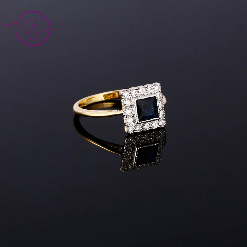 Engagement Rings Sweet Romantic Gold Color Sapphire Rings for Women Silver Vintage Jewelry Anniversary Party Christmas Gifts gold plated rings gemstone ring