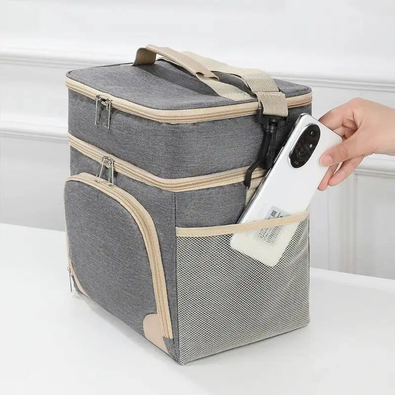 Outdoor Double-Layer Insulated Lunch Bag - Large Capacity, High-Quality Picnic & Work Tote