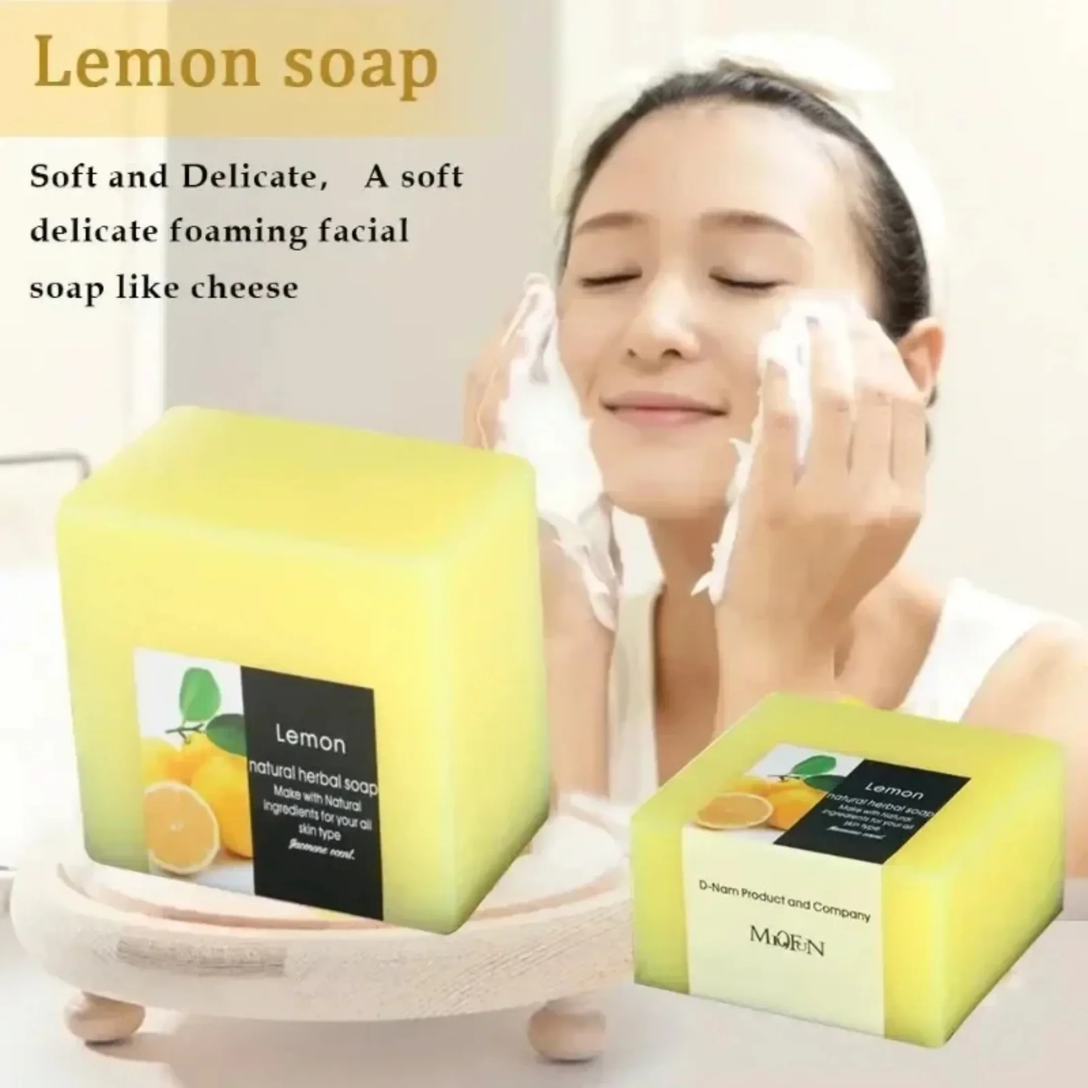 100g Natural Lemon Soap Face Cleanser Oil Control Deep Care Shower Skin Cleaning Soap Whitening Body Moisturizing