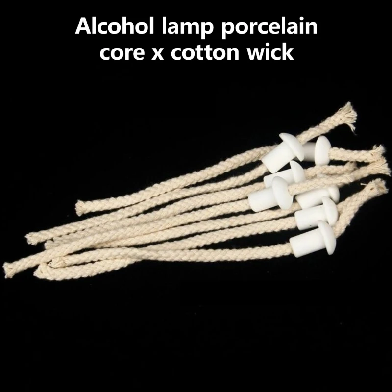 10pcs Cotton Wicks Ceramics Holders Set for Reliables Flame in Alcohols Lamp Great for Glass Blowing and Candle Making candle wick holder