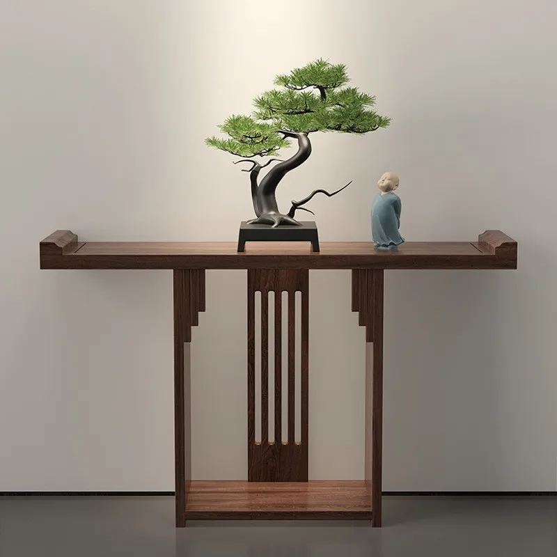 

Entrance table, new Chinese style, all-solid wood, modern simplicity, wall strips, several i