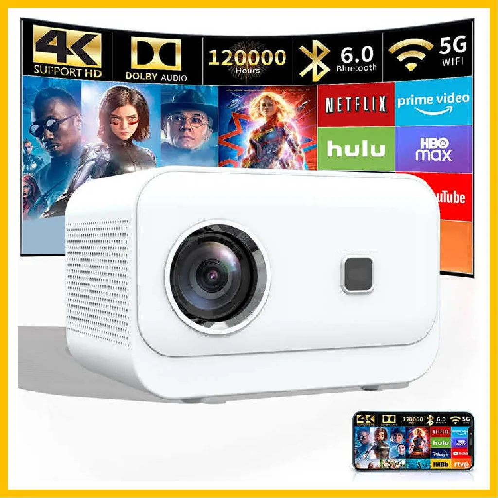 XJ Projector 4K 1024P Proyector 4K Portable Projector Mini projector 4k WIFI Android BT5 Home Cinema