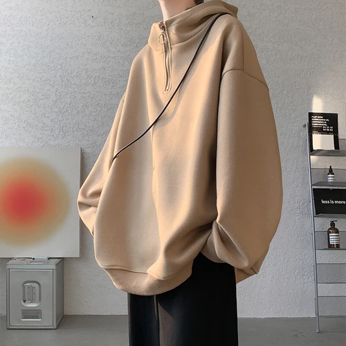 멋진 스트리트 스타일을 위한 남성용 터틀넥 후드, 지퍼 풀오버 추천