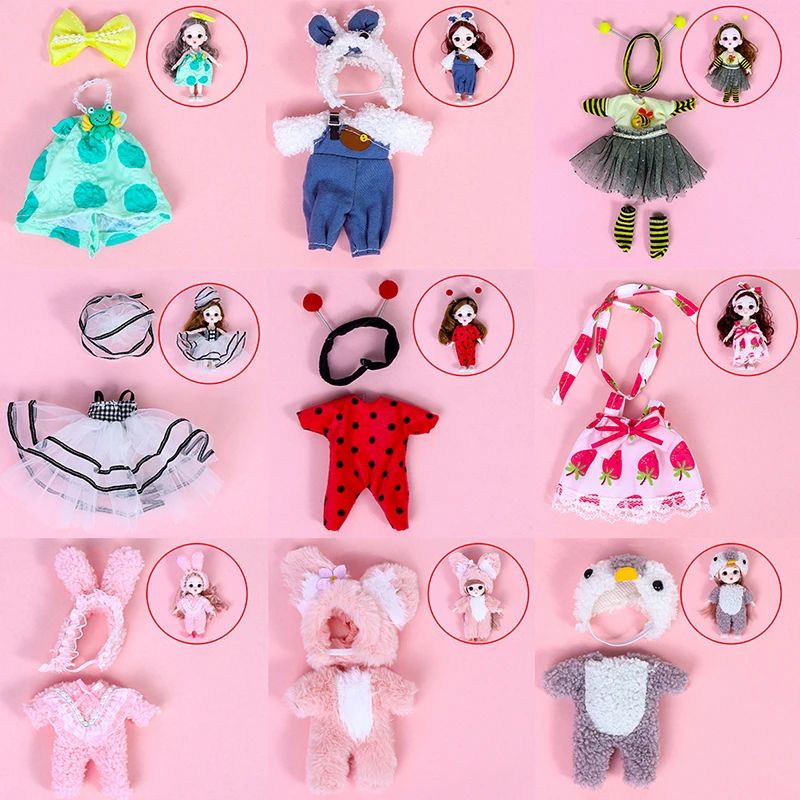 16cm Bjd OB11 Doll Fashion Clothes Dress 1/8 Accessories Suit Dress up For Girls Toy Gift 2