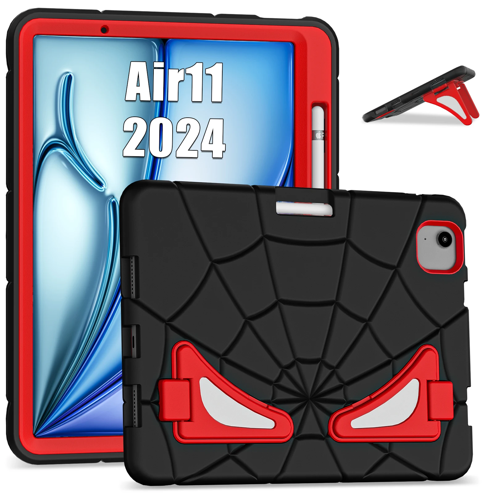 Children's Spider Shockproof Tablet Case with Kickstand and Pen Slot - Silicone + PC Protective Cover