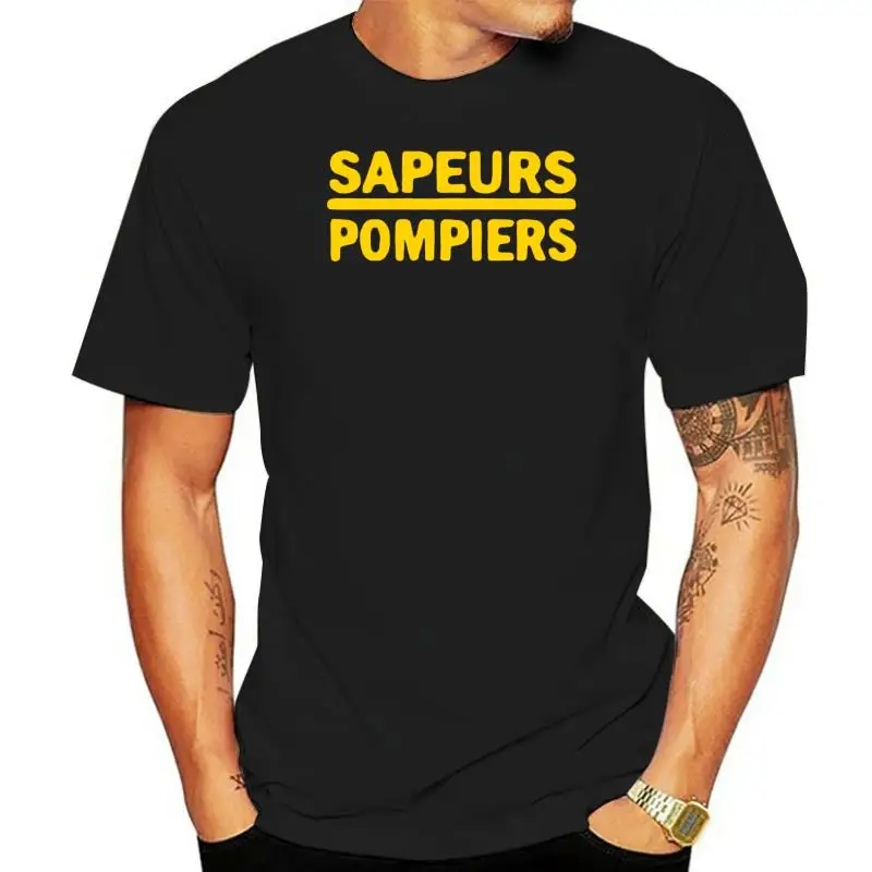 T-Shirt (Navy Bleu Marine) Sapeurs Pomponiers Casque-Course Et Devouement - Mar