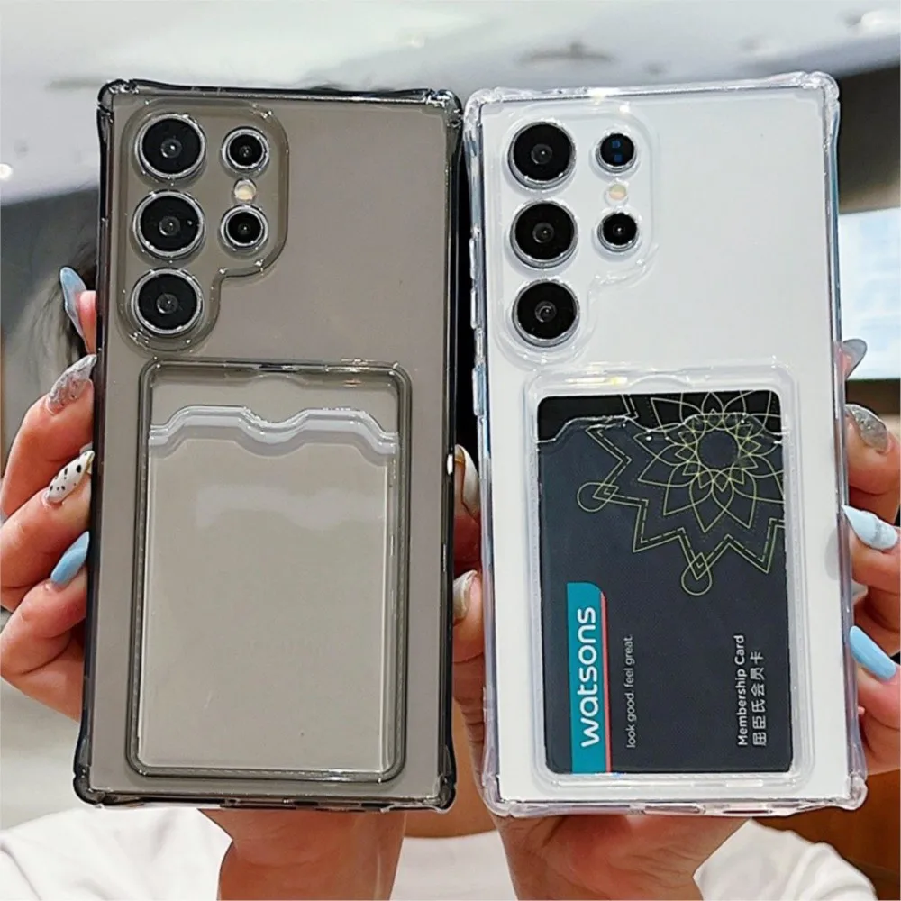 Clear Silicone Shockproof Card Holder Wallet Phone Case