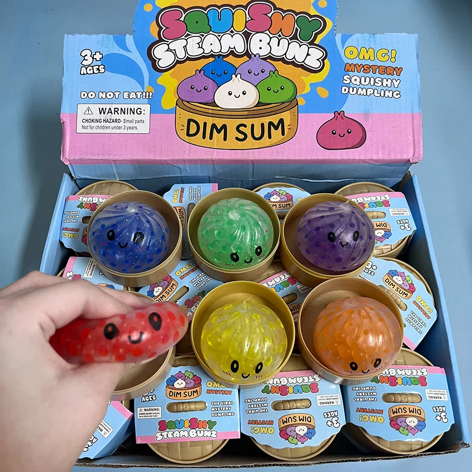 Vibrant Mini Glitter Dumpling Squishy Stress Relief Toy Set