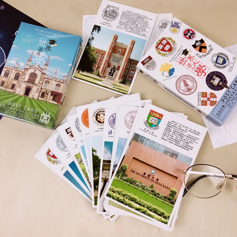 36Sheets/LOT World Famous Brand Colleges and Universities Landscapes Harvard Oxford University Postcard Greeting Wish Cards