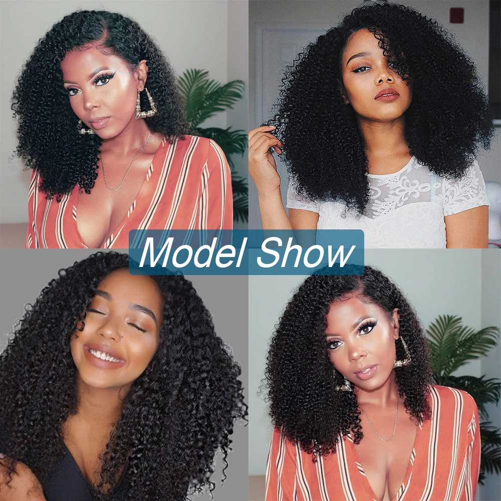 4x4 Lace Closure Kinky Curly Wig Human Hair Natural Color Indian Remy Hair 13x4 Lace Frontal Wig Pre-Plucked 180% Density