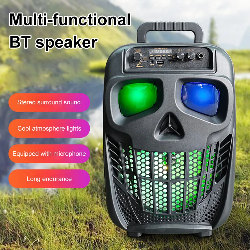 Karaoke PA System BT 5.0 Rechargeable Outdoor Speaker Supports USB TF Card AUX for Halloween Christmas Home Party Birthday Gifts