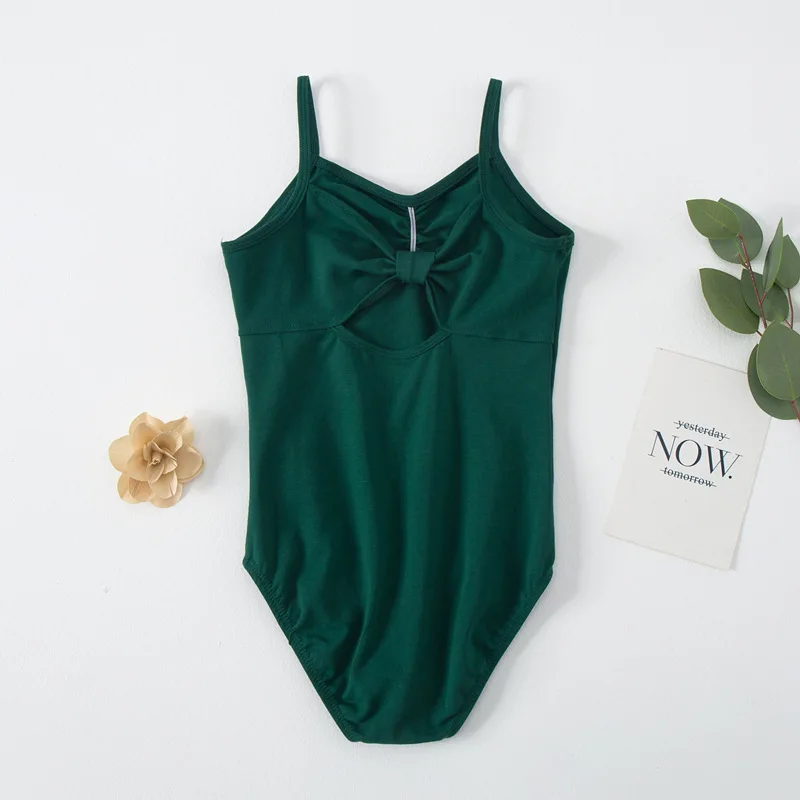 

Hot Sale Cheap Training Dance Wear Back Bowknot Camisole Openable Spandex Girls Children Kids Ballet Leotards