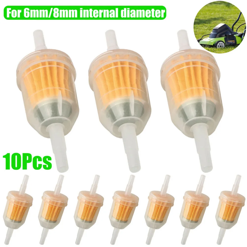 

10PCS Lawn Mower Inner Filters Pipes For 6mm Or 8mm Internal Diameter Pipe Universal Inline Plastic Fuel Filters