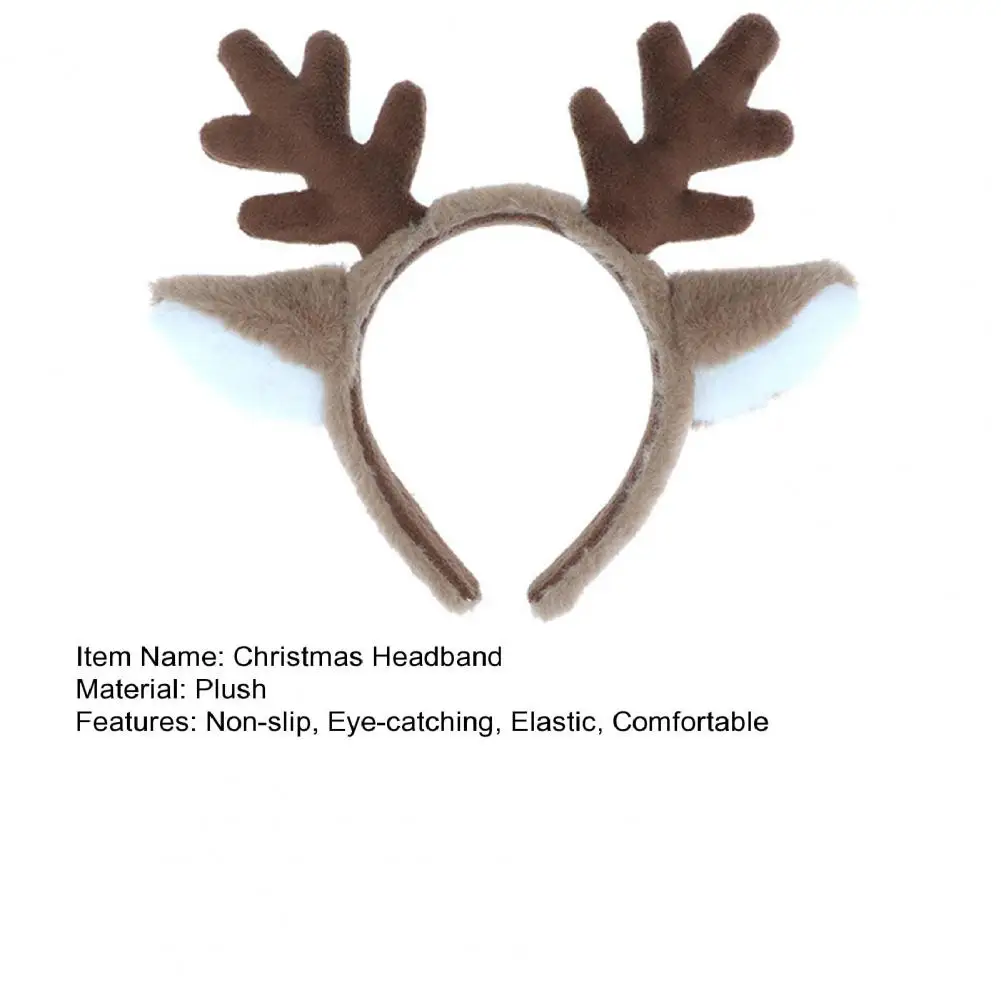 Christmas Headband Elastic Non-slip Smooth Eye-catching Comfortable Kids Cartoon Deer Ears Headband for Children