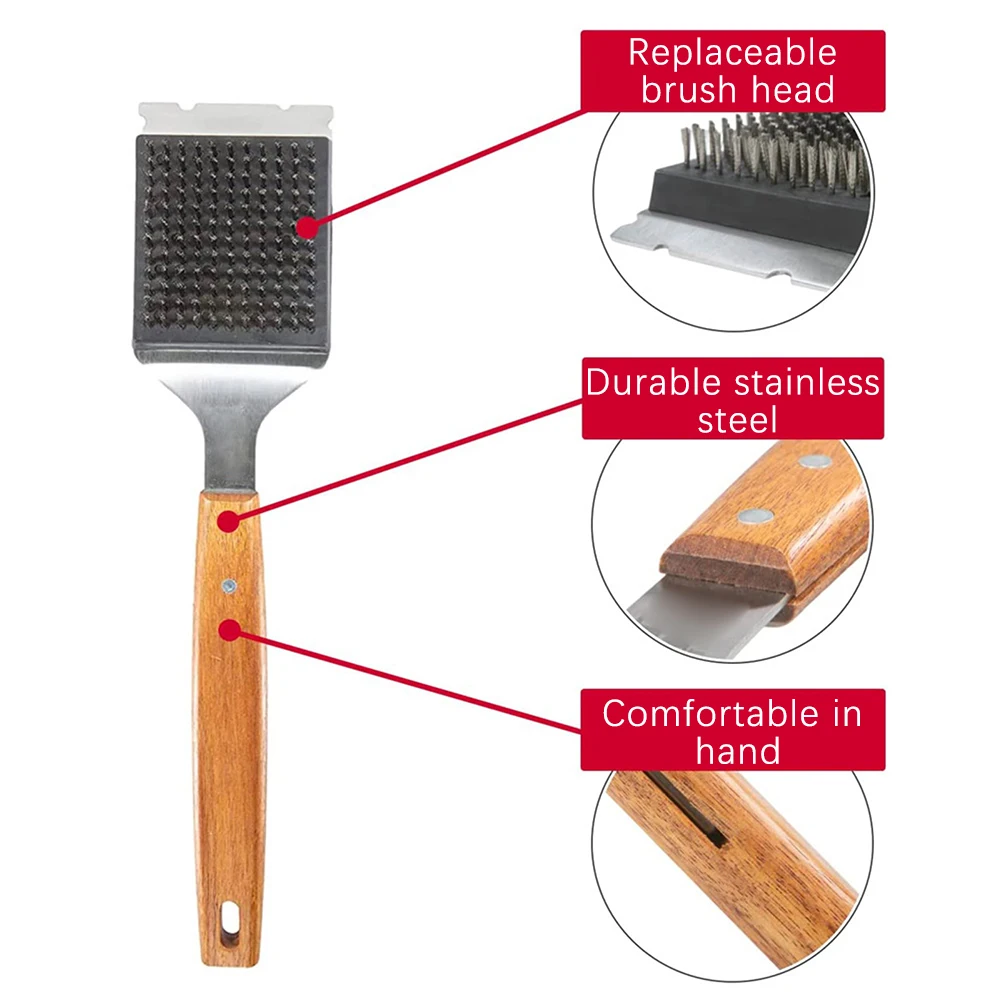 BBQ Barbecue Grills Cleaner Brush Stainless Steel Barbecue Mesh Grill Cleaning Rust Brush Strong Stubborn Stain Remover
