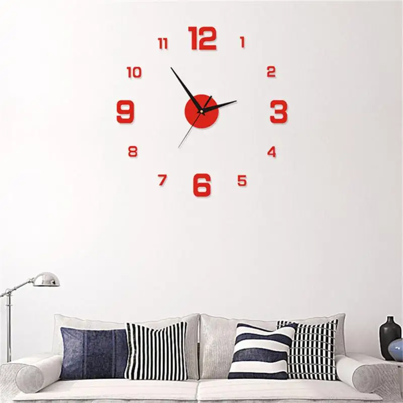 Creative Simple Luminous Digital Clock European Style DIY Silent Wall Clock Study Living Room Punch-Free Wall Sticker