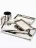 Nordic Electroplated Silver-plated Mirror Glass Tray Rectangular Storage Disk Jewelry Tier tray Home Decoration Snack Plates 5