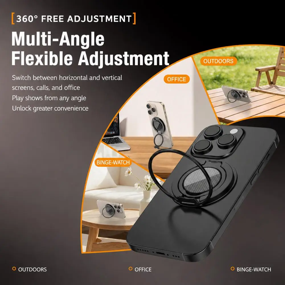 Versatile Magnetic Aluminum Phone Stand with 360° Rotating Ring Grip