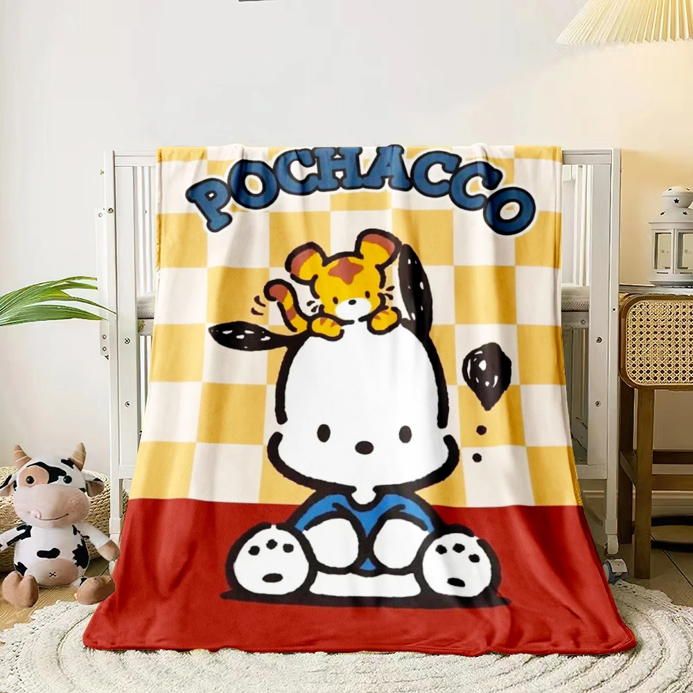 

1 PC Sanrio Pochacco blanket - Lightweight Flannel Throw for sofas, travel, camping, living rooms, offices, sofas, chairs, beds