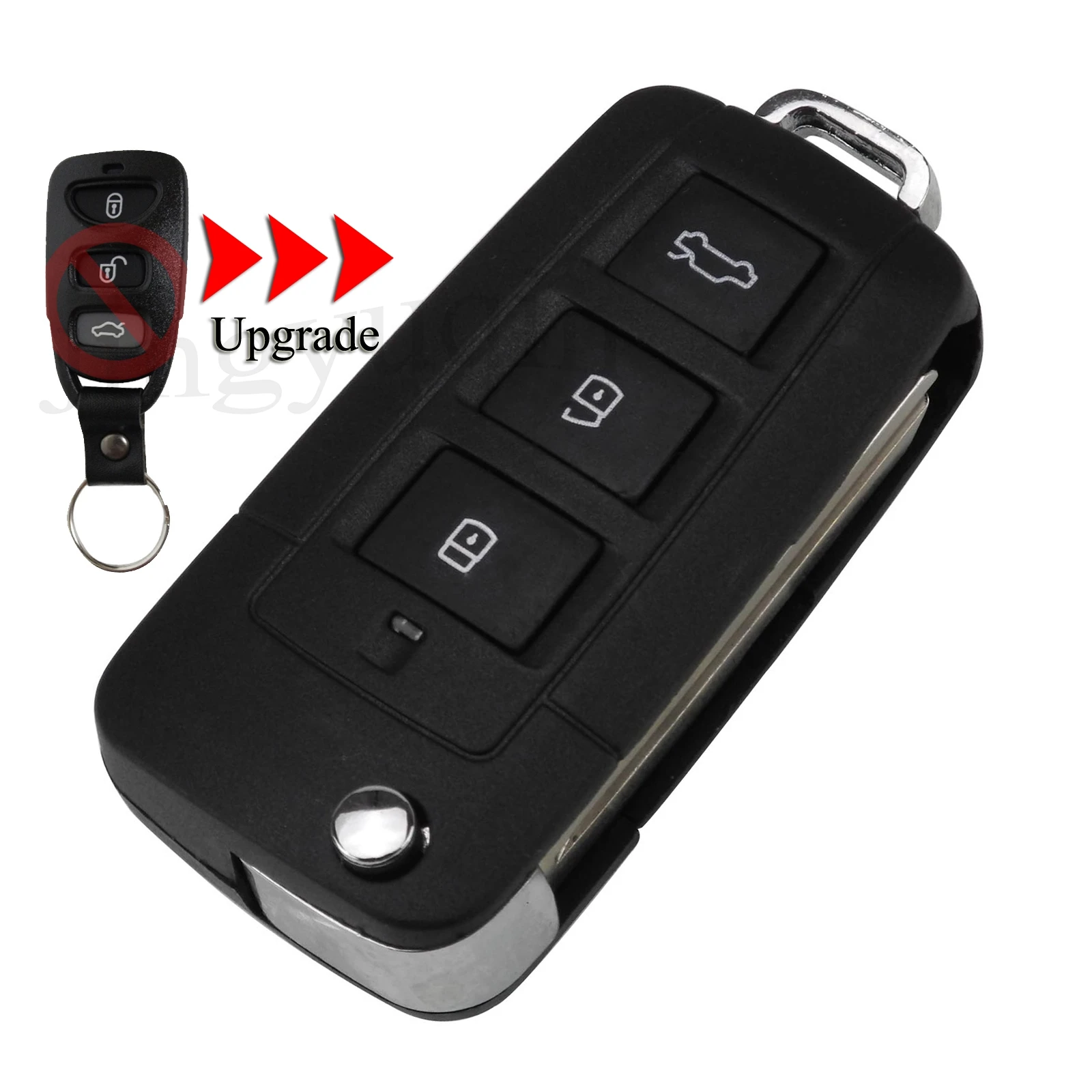 

jingyuqin Upgrade Folding Car Key Shell For Kia Hyundai Elantra Sonata Genesis 3/4Buttons Remote Key Case Fob Cover HYN10/HYN14R