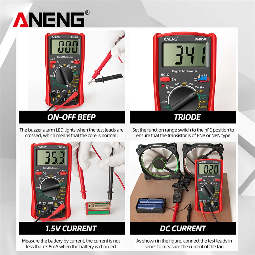 ANENG DM850 Digital Multimeter 1999 Counts Automatic AC/DC Votage Tester Current Ohm Ammeter Eletric Professional Detector Tool