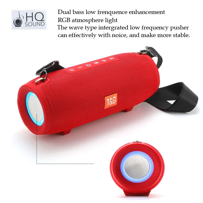 T&G TG322 PMPO MAX 40W Portable Bluetooth Speaker 3600MAH RGB LED Light Wireless Waterproof Outdoor Subwoofer Stereo Loudspeaker bluetooth speaker woofer speaker
