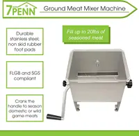 20 lb Sausage Mixer Machine Meat Processing Equipment, Ground Beef Hand Mixer with 2