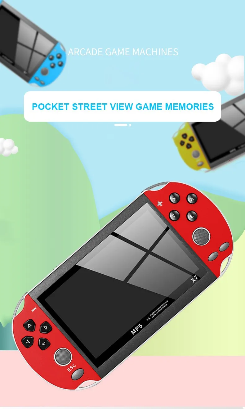 4.3/5.1/7.1 Inch HD Screen Portable Video Game Console Mini Handheld Games Consoles Built-in 10,000 Retro Free Games Consola