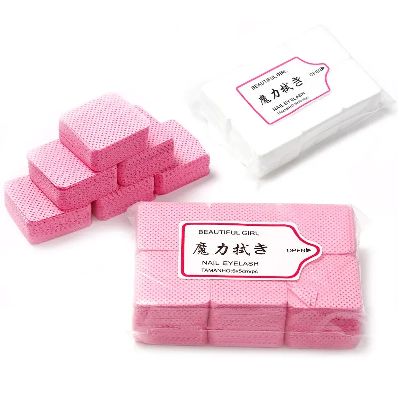 Lint-Free Eyelash Glue Wipes Paper Gel Polish Remover Clean Month of Glue Bottle Cotton Pads Beauty Cleaning Tools 600Pcs/Pack