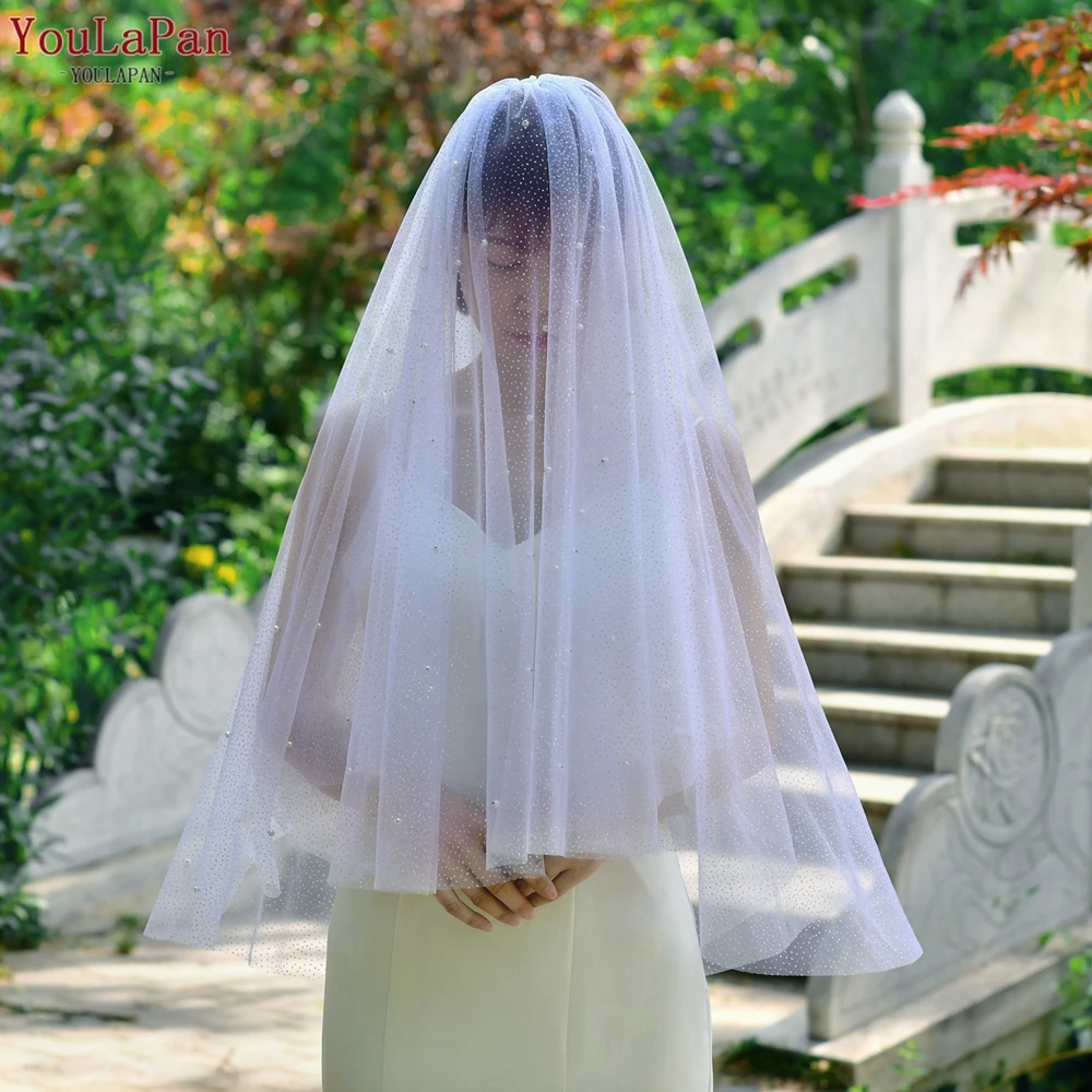 Bridal pearl veil white/ivory 90 cm veil 1 layer of luxurious soft tulle +  comb