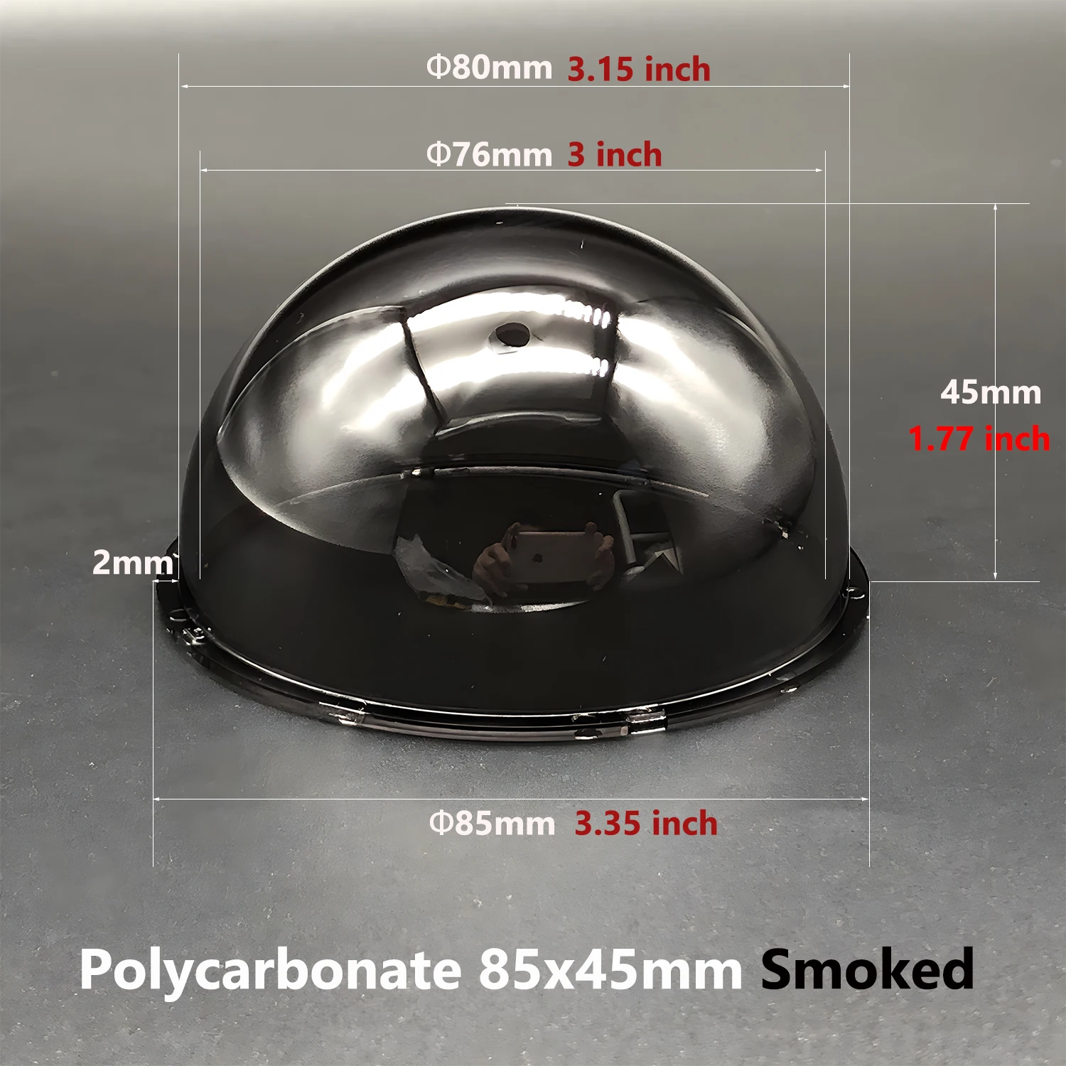 3.35"Dia x 1.77"H 85x45mm 3-Inch Polycarbonate Camera Protective Smoked Dome Cover for Hikvision Samsung CCTV Replacement