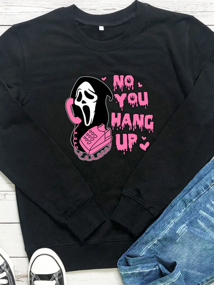 

Oversize Halloween Letter Print Women Sweatshirt Vintage O-Neck Long Sleeve Holidays Pullover Female 2023 Autumn Casual Lady Top
