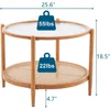 25.6" Rattan Coffee Table, Round Water-Wave Glass Metal Center Table  Modern Coffee Table 2