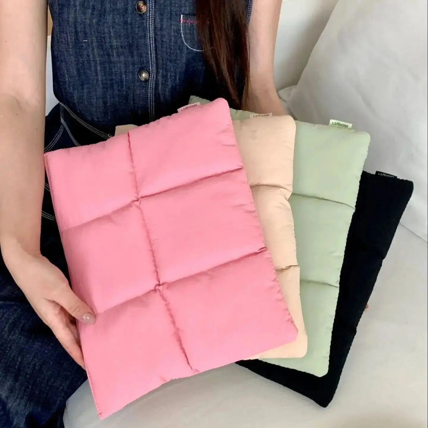 Quilted Puffy Laptop Bag Sleeve – Protective Notebook Pouch