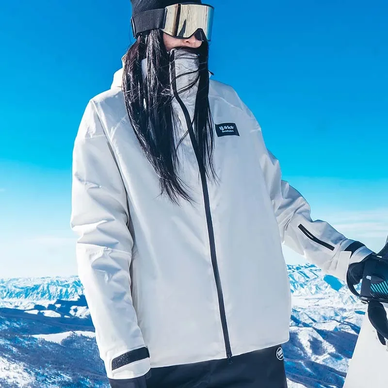 New Men Winter Solid Warm Outdoor Skiing Coat Windproof Waterproof Snowboarding Jackets Polyester Hooded Zipper Sports Ski Coats