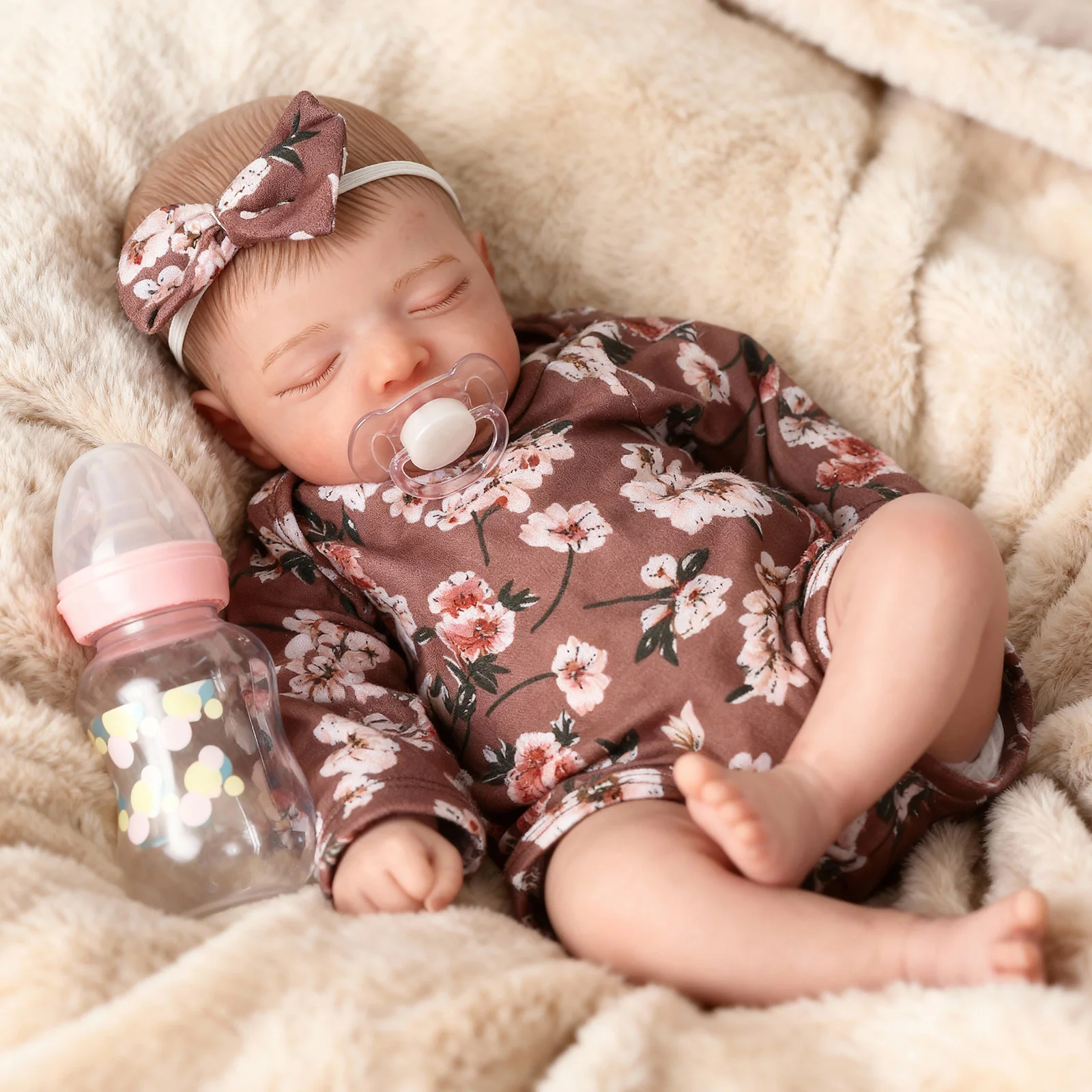 20" Sleeping Reborn Baby Doll – Soft Cloth Body with Feeding Toy 1