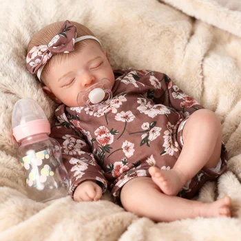 20" Sleeping Reborn Baby Doll – Soft Cloth Body with Feeding Toy 1