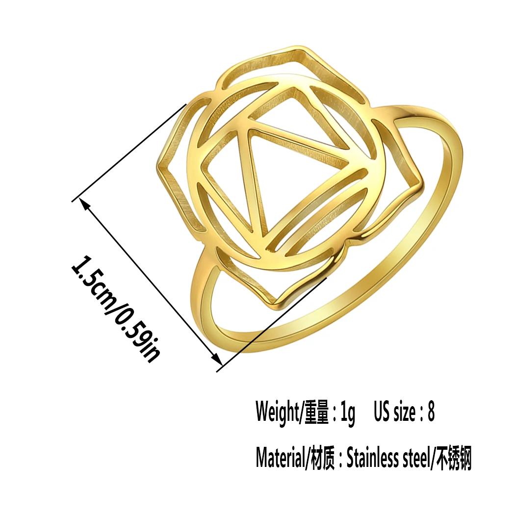 Anillo Geométrico de Flor y Hoja Vintage (Acero Inoxidable Dorado) S6ffadf205ee9454fab2108df5b97d151Q