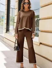  Euro Designer Women Pajamas Sweater Tracksuits Button Decorate Woman Sweaters + Wide Leg Pants Suits 2 / Two Pieces Sets Trouser 
