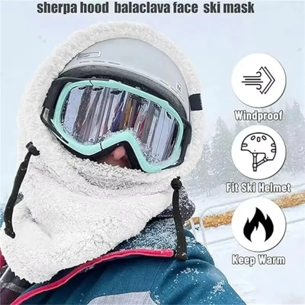 High Quality Arctic Velvet Sherpa Hood Ski Mask Adjustable 3 in 1 Warm Hood Warm Tool Thicken Neck Warm Hooded Men Women 4
